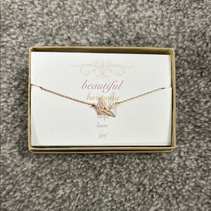 NIB Rose Gold Dove Pendant 16" Necklace